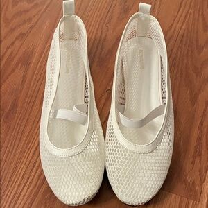 PrettyLittleThing Cream Mesh Flats